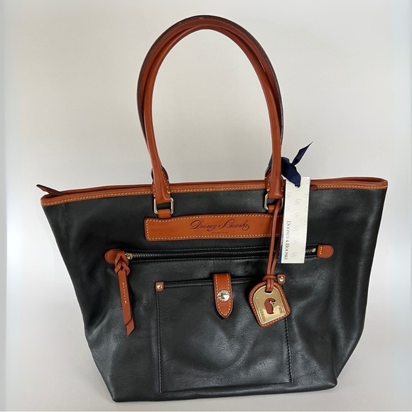 Dooney & Bourke Handbags - Dooney & Bourke Florentine Leather Dillen Shoulder Pocket Tote - Black